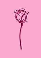 Vector hand drawn outline illustration of a single rose