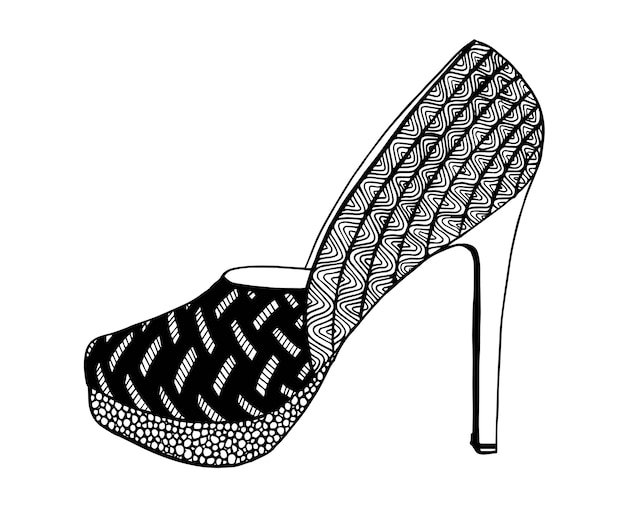 Vector Lineart Illustration Black High Heel Stock Vector (Royalty Free)  2312877371 | Shutterstock