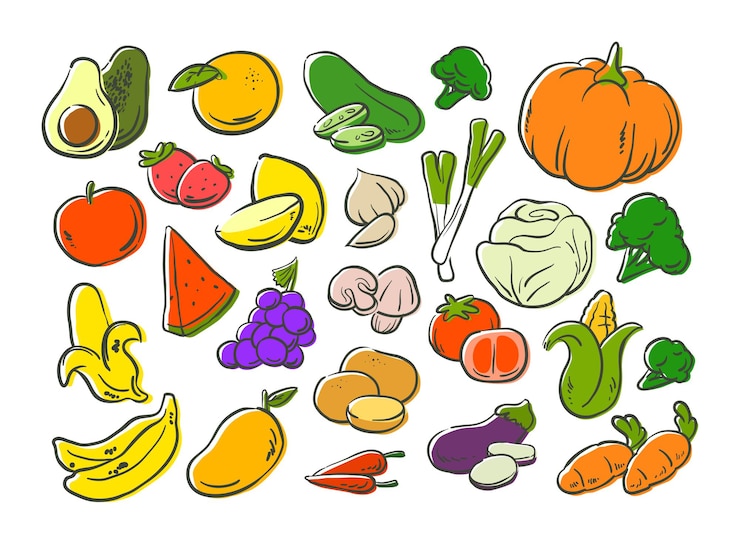手描きのアウトライン野菜セット