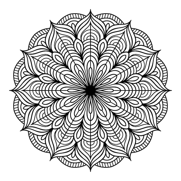 Vettore del modello della mandala floreale delineato disegnato a mano per pagine da colorare, pagine da colorare mandala