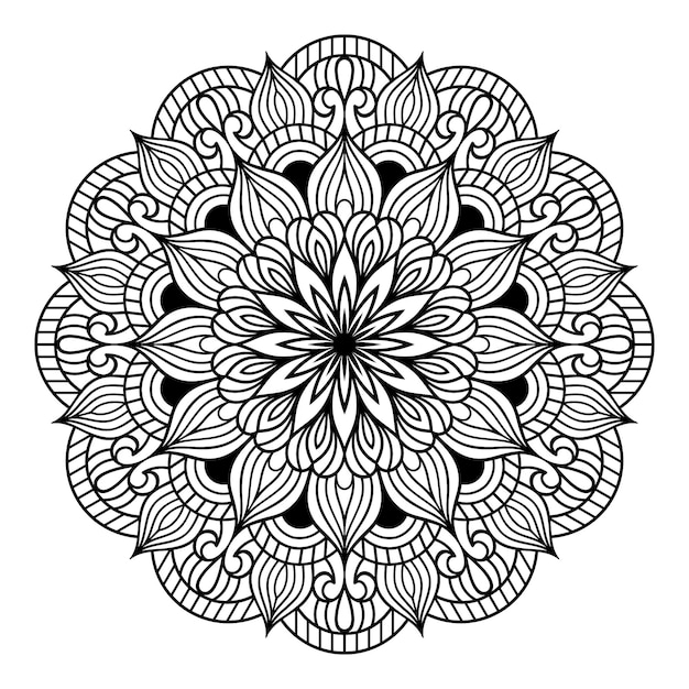 Hand drawn outlined mandala floral pattern art vector, mandala coloring pages