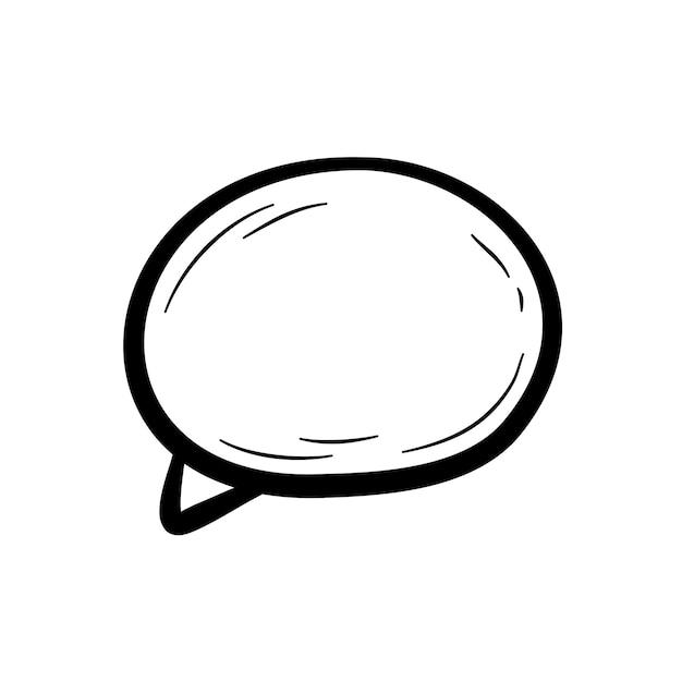 Hand drawn oval shaped speech bubble. 
vector message box, design element in doodle style.