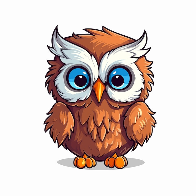 hand drawn owl cartoon illustration Isolated on white background