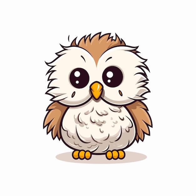 hand drawn owl cartoon illustration Isolated on white background