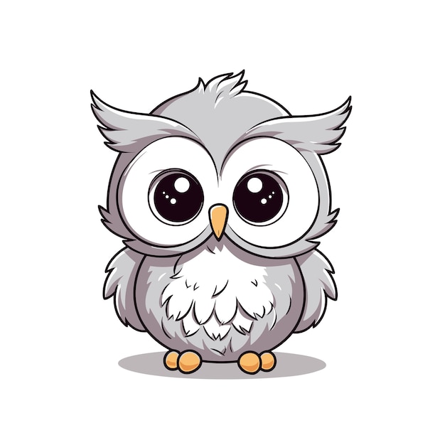 hand drawn owl cartoon illustration Isolated on white background