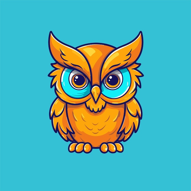 hand drawn owl cartoon illustration Isolated on white background