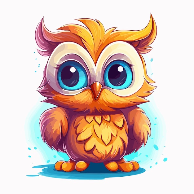 hand drawn owl cartoon illustration Isolated on white background