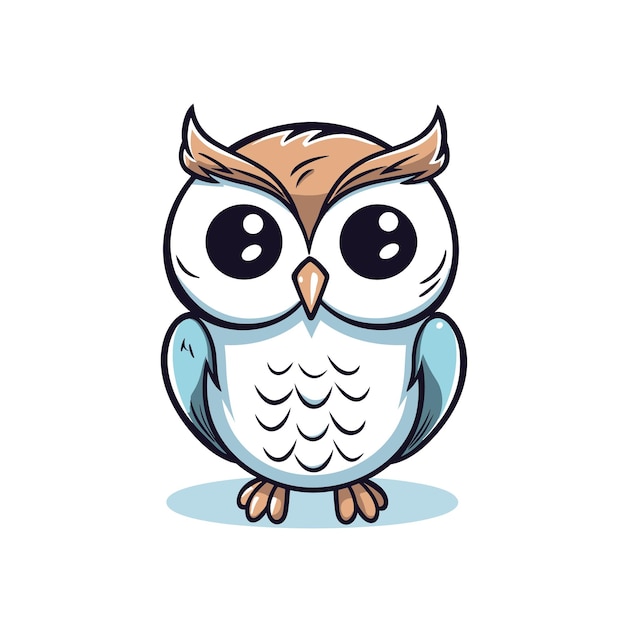 Hand drawn owl cartoon illustration isolated on white background