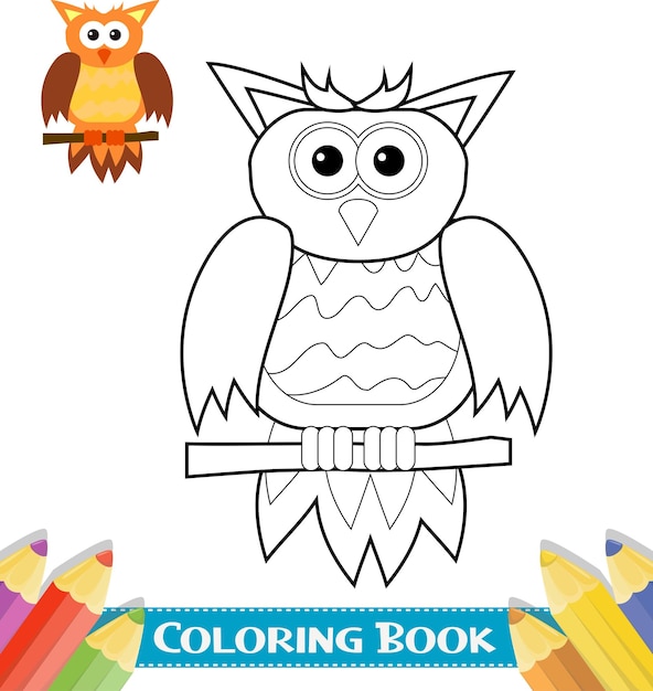 Vector hand drawn owl coloring book