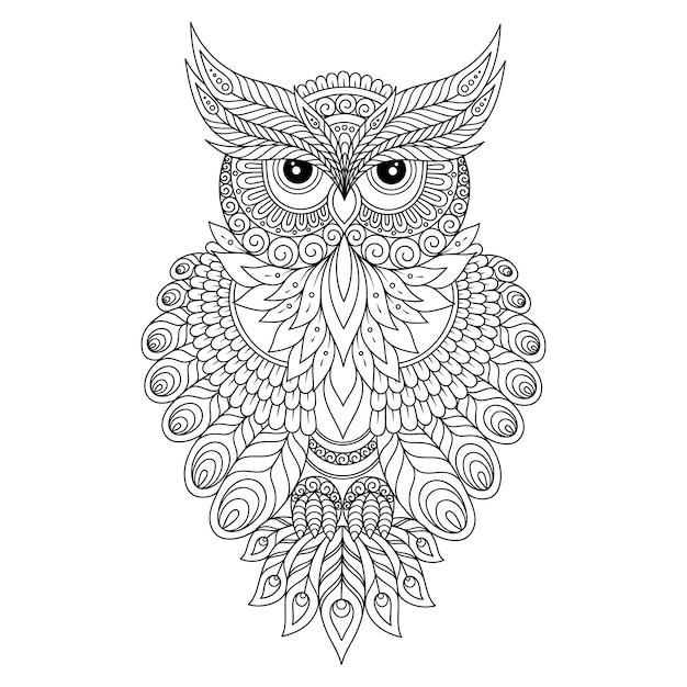 手描きのフクロウのイラスト