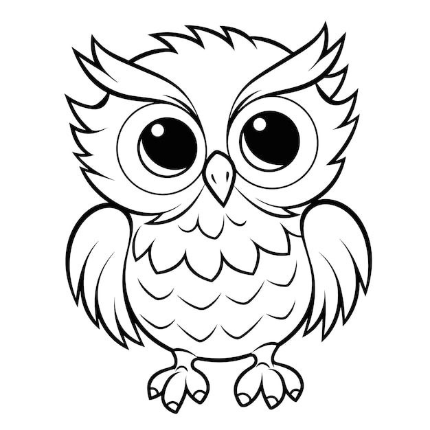 Premium Vector | Hand drawn owl outline illustration cute owl coloring ...