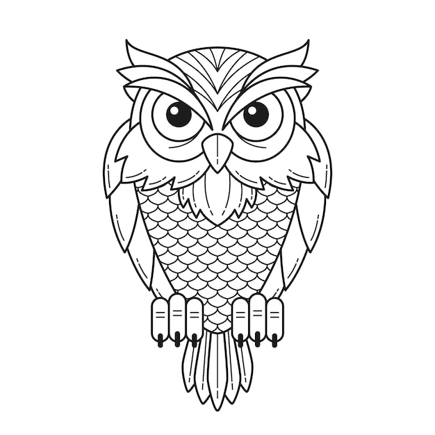 Hand drawn owl outline illustration