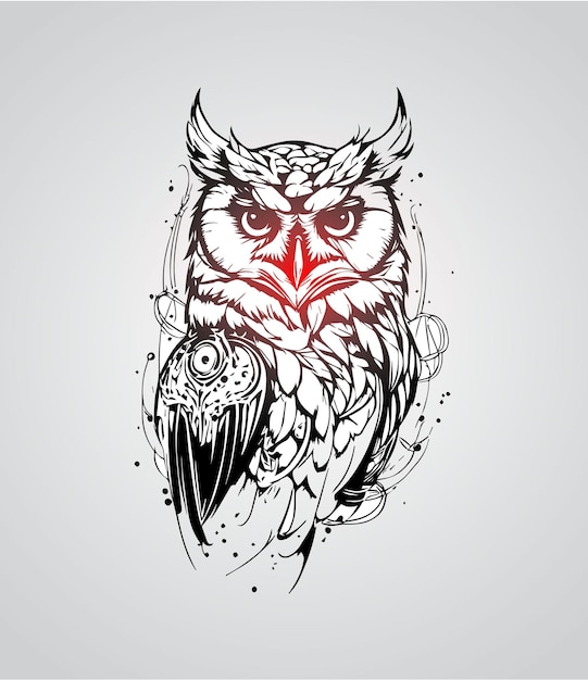 Vector hand drawn owl outline owl drawing