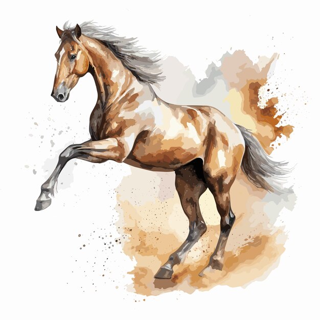 hand drawn painting running horse