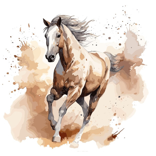 hand drawn painting running horse