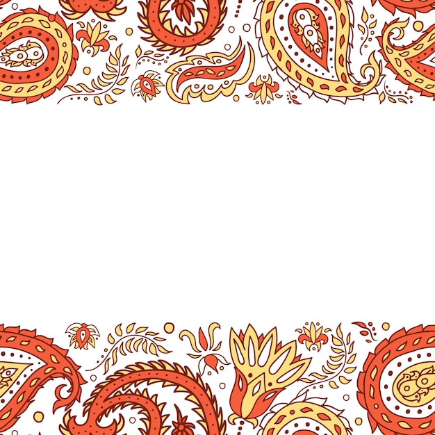 Hand drawn paisley floral ornaments seamless pattern background