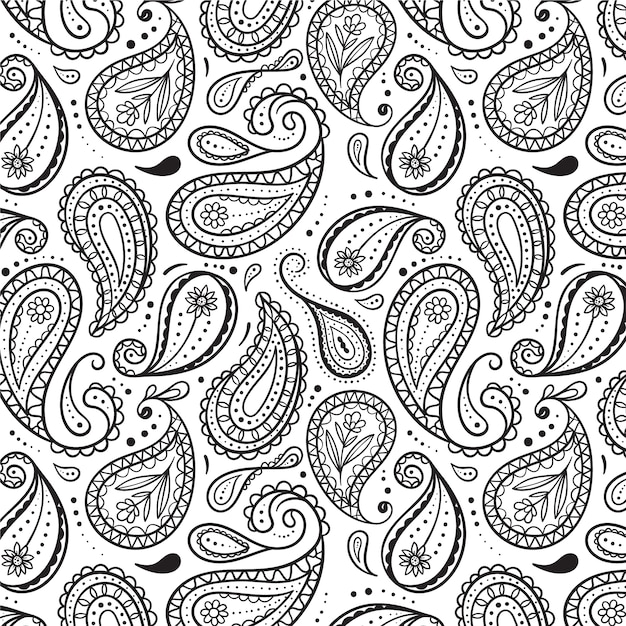 Hand drawn paisley pattern design