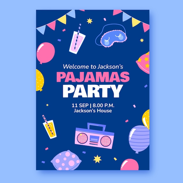 Vector hand drawn pajamas party poster template