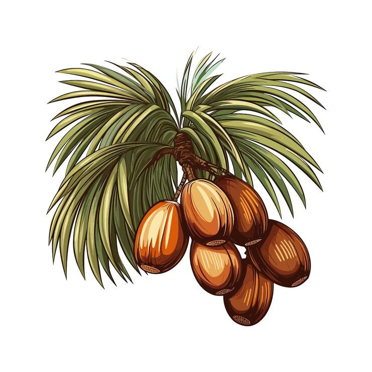 Vector hand drawn palm fruit vector cartoon isolated white background