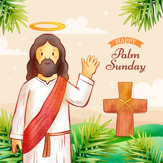 Vettore illustrazione di palm sunday disegnata a mano.