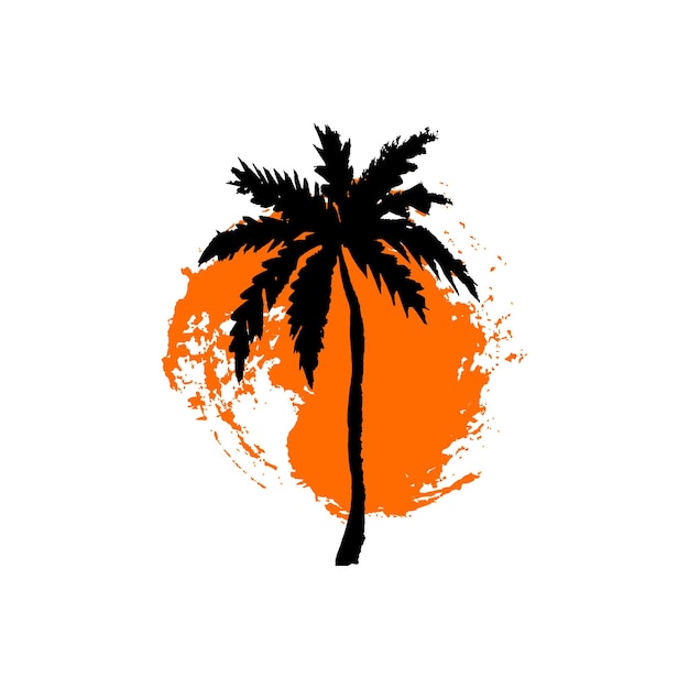 Hand drawn palm tree Circle summer design Vector illustration