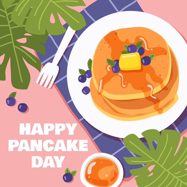 Vettore illustrazione disegnata a mano del giorno del pancake