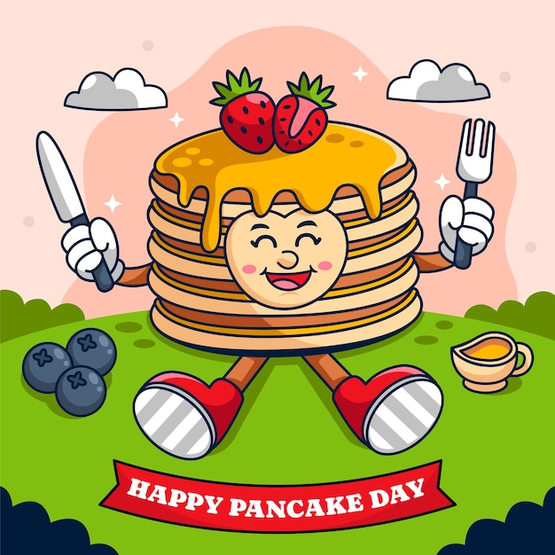 Vector hand drawn pancake day illustration