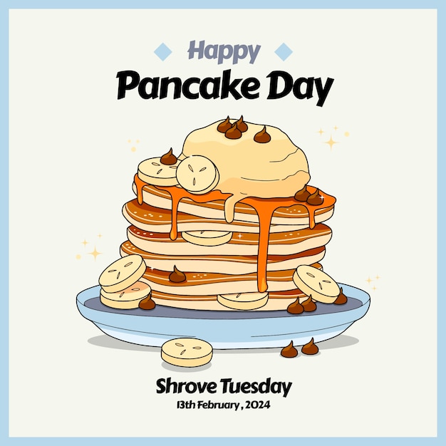 Vector hand drawn pancake day illustration