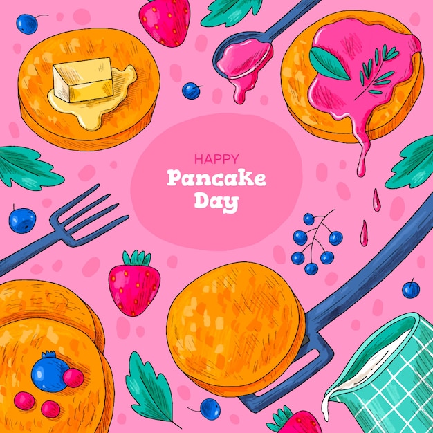 Hand drawn pancake day illustration