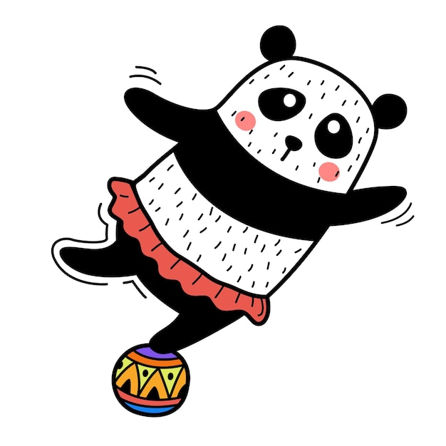 Hand drawn panda character illustration vector