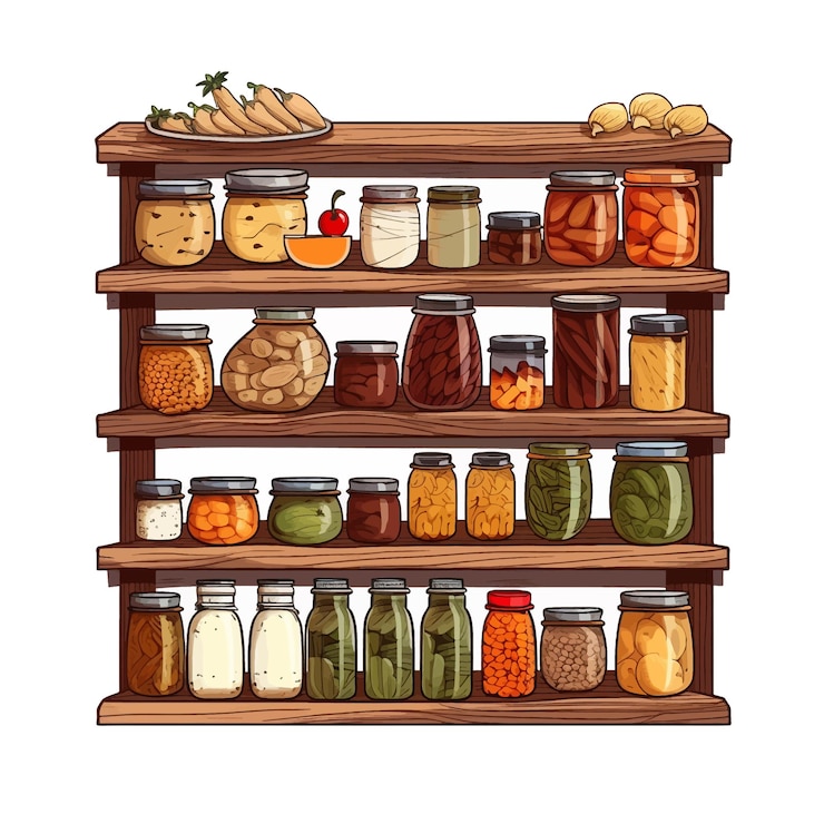 Vector hand drawn pantry cartoon vector illustration clipart white background