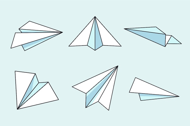 Hand drawn paper airplane drawing illustration