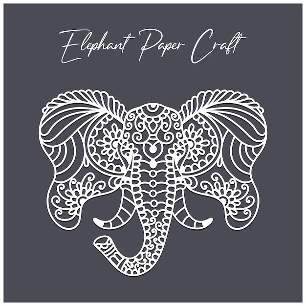 Hand drawn paper cut elephant head sticker