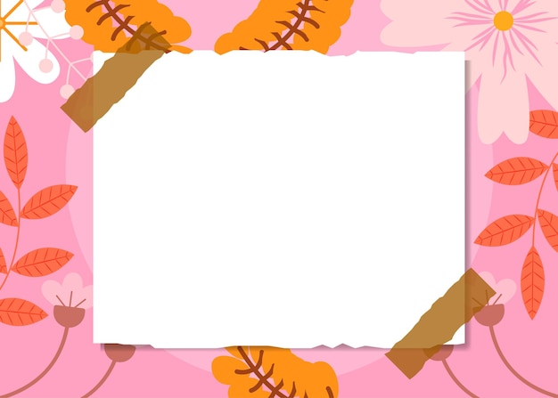 Ручная нарисованная бумажная записка, изолированная на векторном дизайне розового цветочного фона