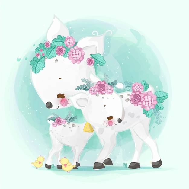 Hand drawn parade the cute animals. vector illustration