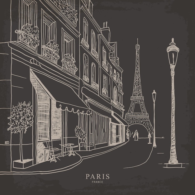 Ручной рисунок угла Парижа Векторная линия иллюстрации