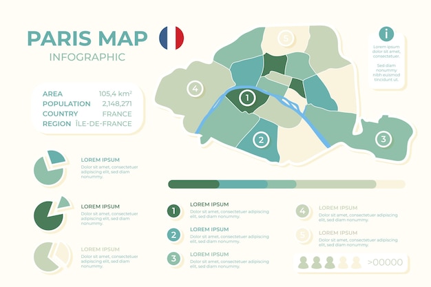 Hand drawn paris map infographics template