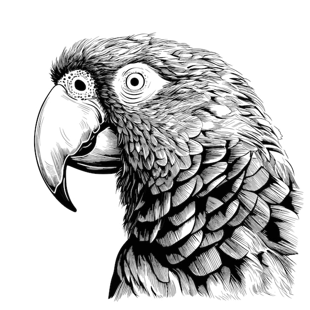 Hand drawn Parrot bird sketch doodle style