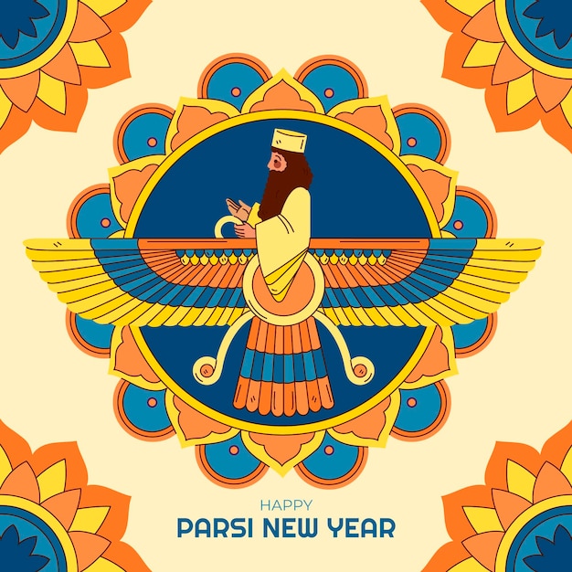 Hand drawn parsi new year illustration