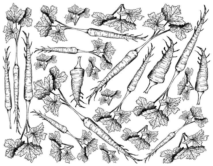 Vector hand drawn of parsnip on white background