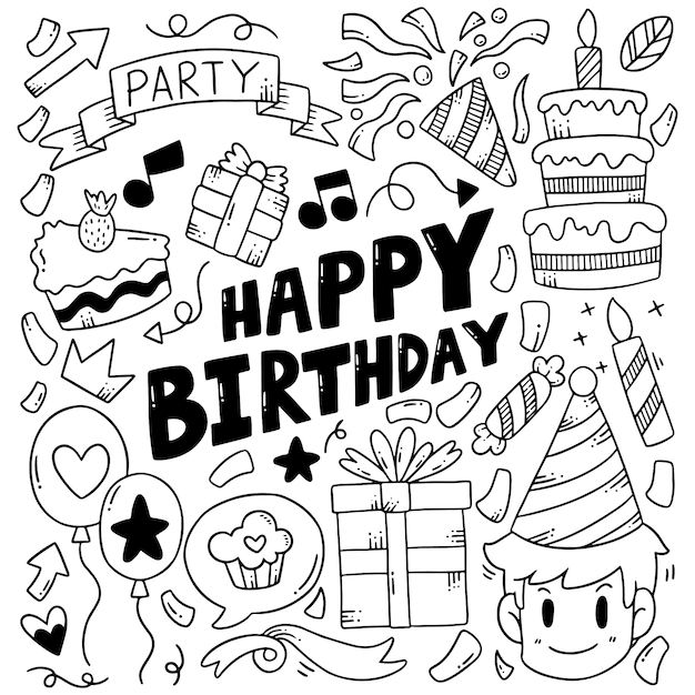Vector hand drawn party doodles elements
