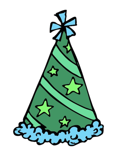 Hand drawn party hat illustration Birthday cap doodle Holiday clipart