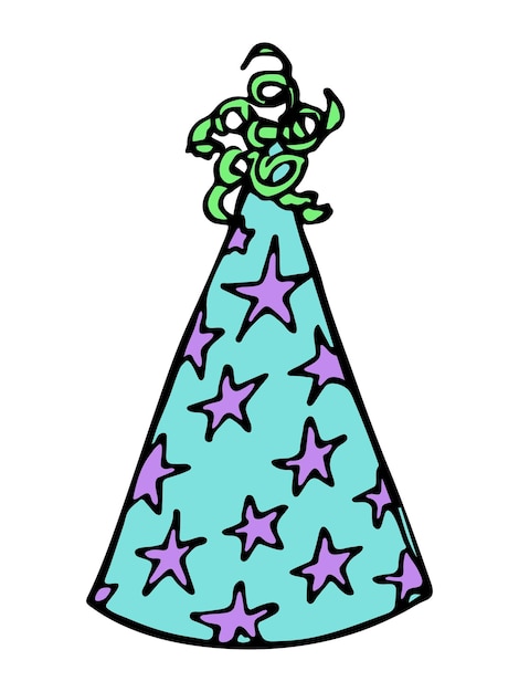 Hand drawn party hat illustration Birthday cap doodle Holiday clipart