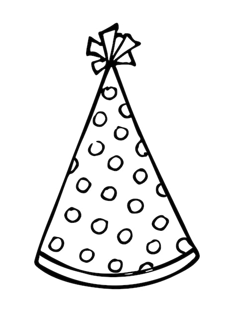 Illustrazione del cappello da festa disegnato a mano cappello di compleanno doodle holiday clipart