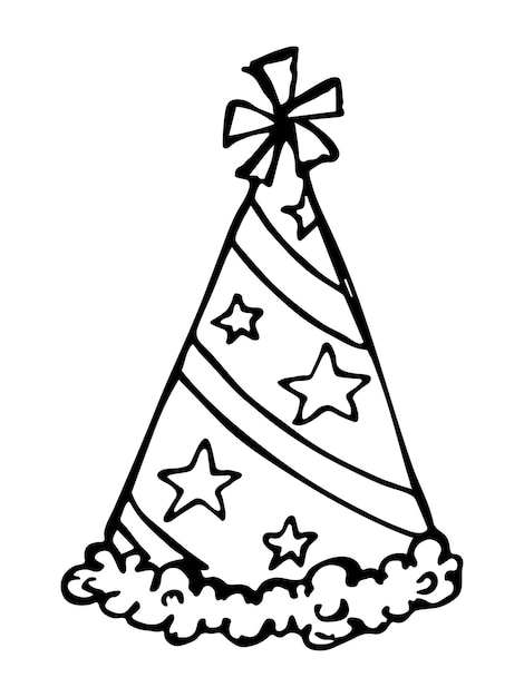 Hand drawn party hat illustration Birthday cap doodle Holiday clipart