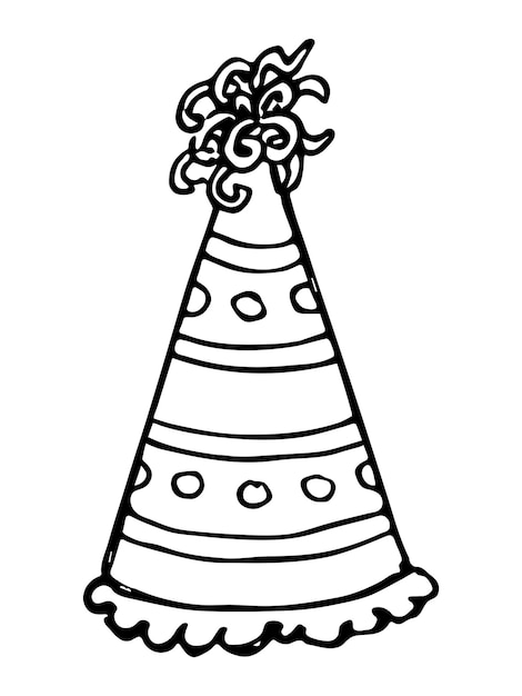 Illustrazione del cappello da festa disegnato a mano cappello di compleanno doodle holiday clipart