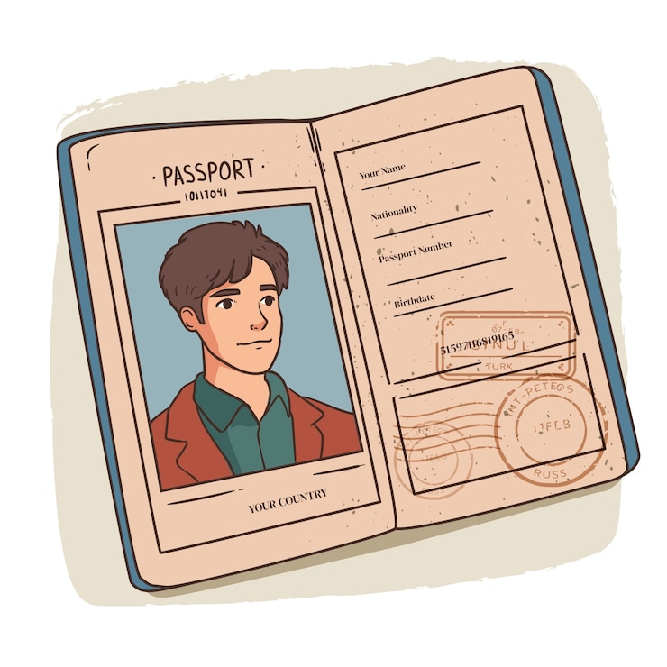 Vector hand drawn passport illustration