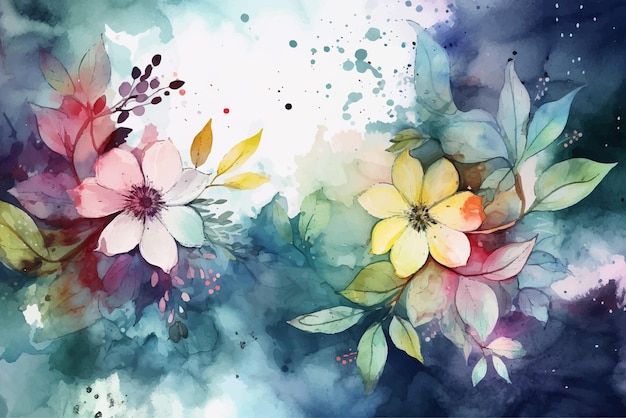Hand drawn pastel color floral background