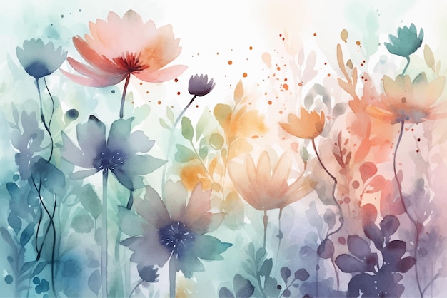 Hand drawn pastel color floral background