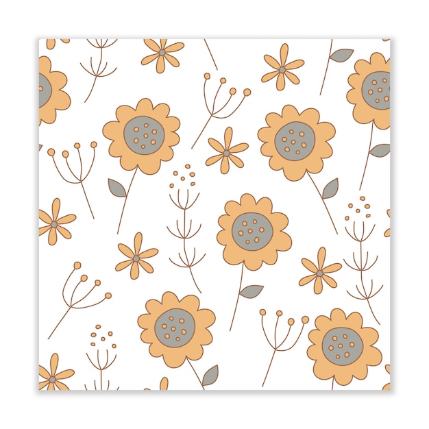 Hand drawn pastel color flowers seamless vector pattern